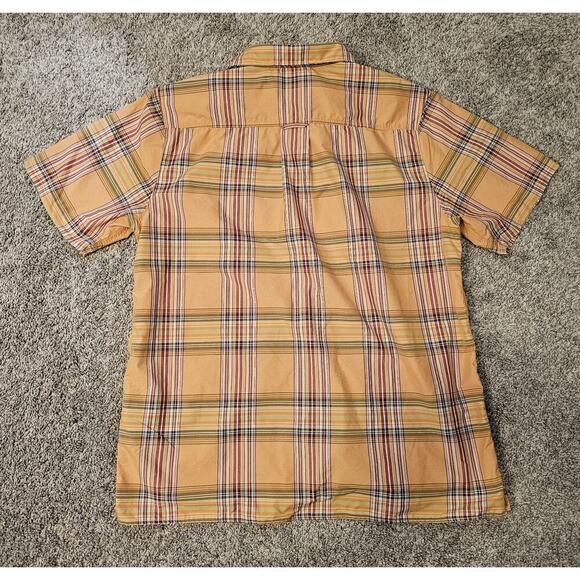 The North Face Mens Button Up Shirt Orange Plaid Short sleeve Large Collared - Picture 5 of 5